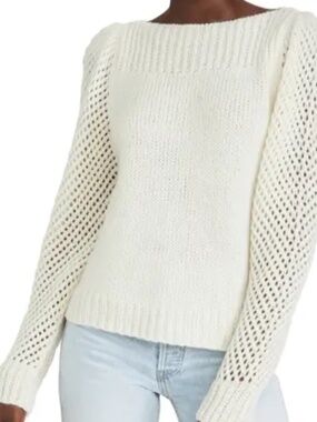 LoveShackFancy Rosie Pullover, size M, color: SNOW